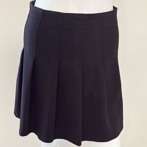 Alice + Olivia Black High Waisted Pleated Mini Skater Skirt